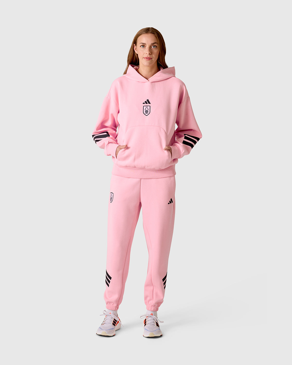 NFFC adidas Women's Future Icons Pink 3-Stripe Hoodie