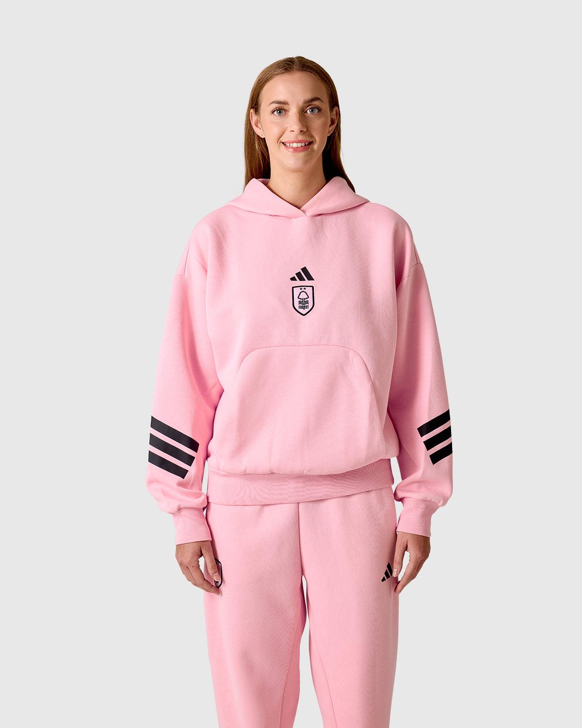 NFFC adidas Women's Future Icons Pink 3-Stripe Hoodie