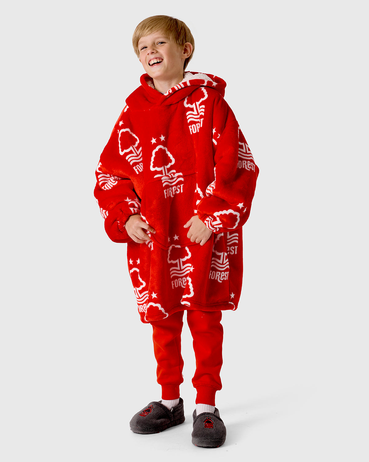 NFFC Junior Red AOP Oversized Sherpa Hoodie