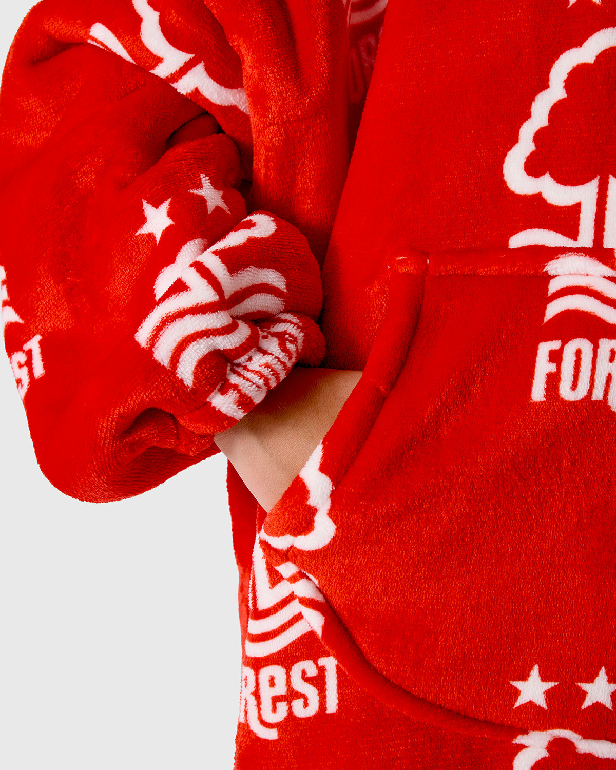 NFFC Junior Red AOP Oversized Sherpa Hoodie