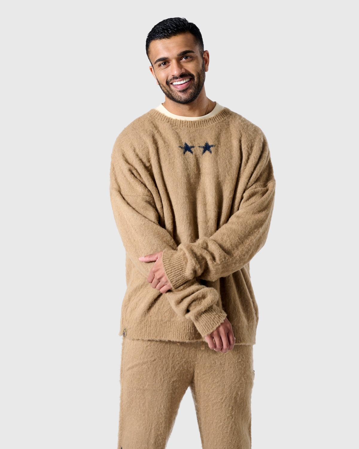 NFFC Camel Brushed Knit Crewneck Sweater