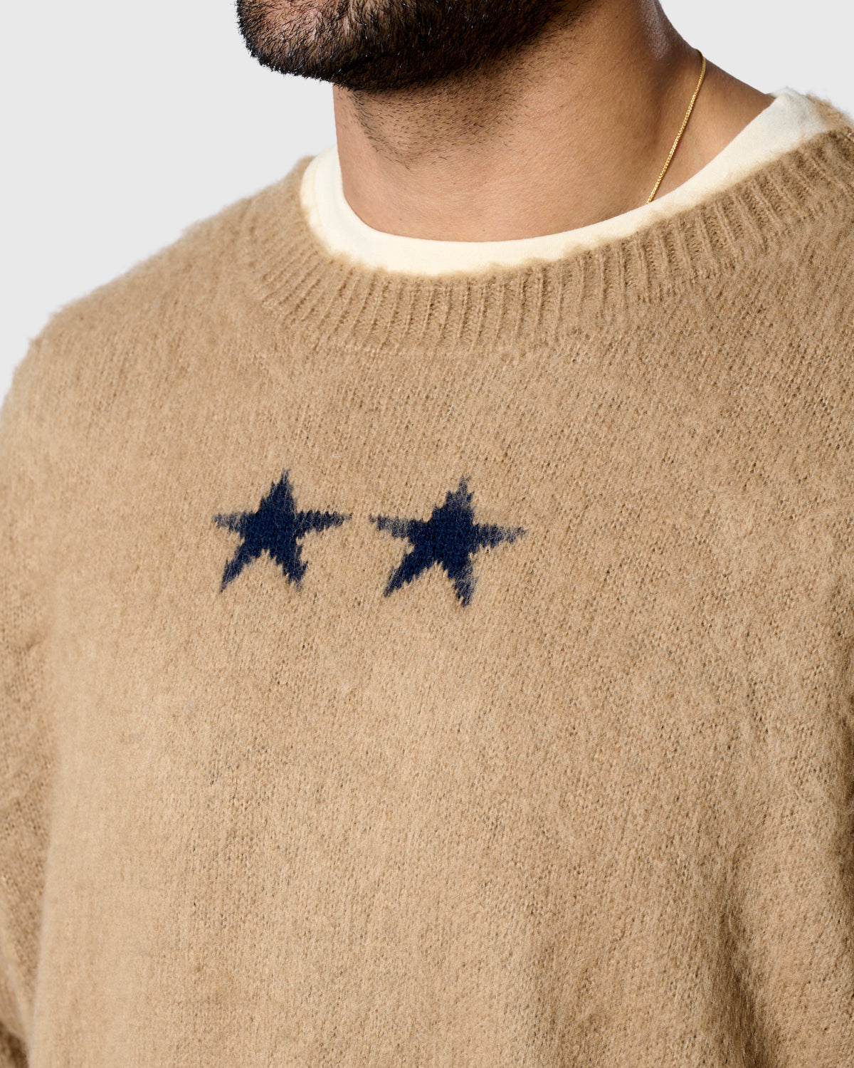 NFFC Camel Brushed Knit Crewneck Sweater