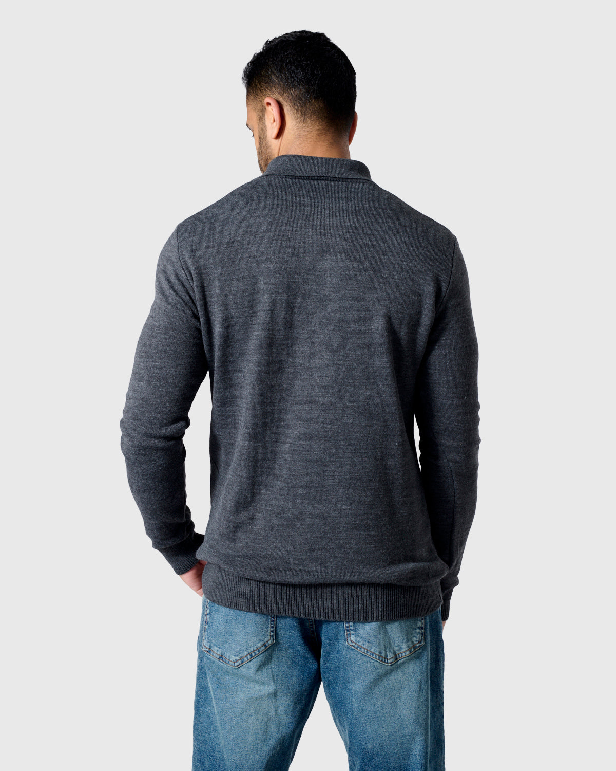 NFFC Charcoal Essential Knit Long Sleeve Polo
