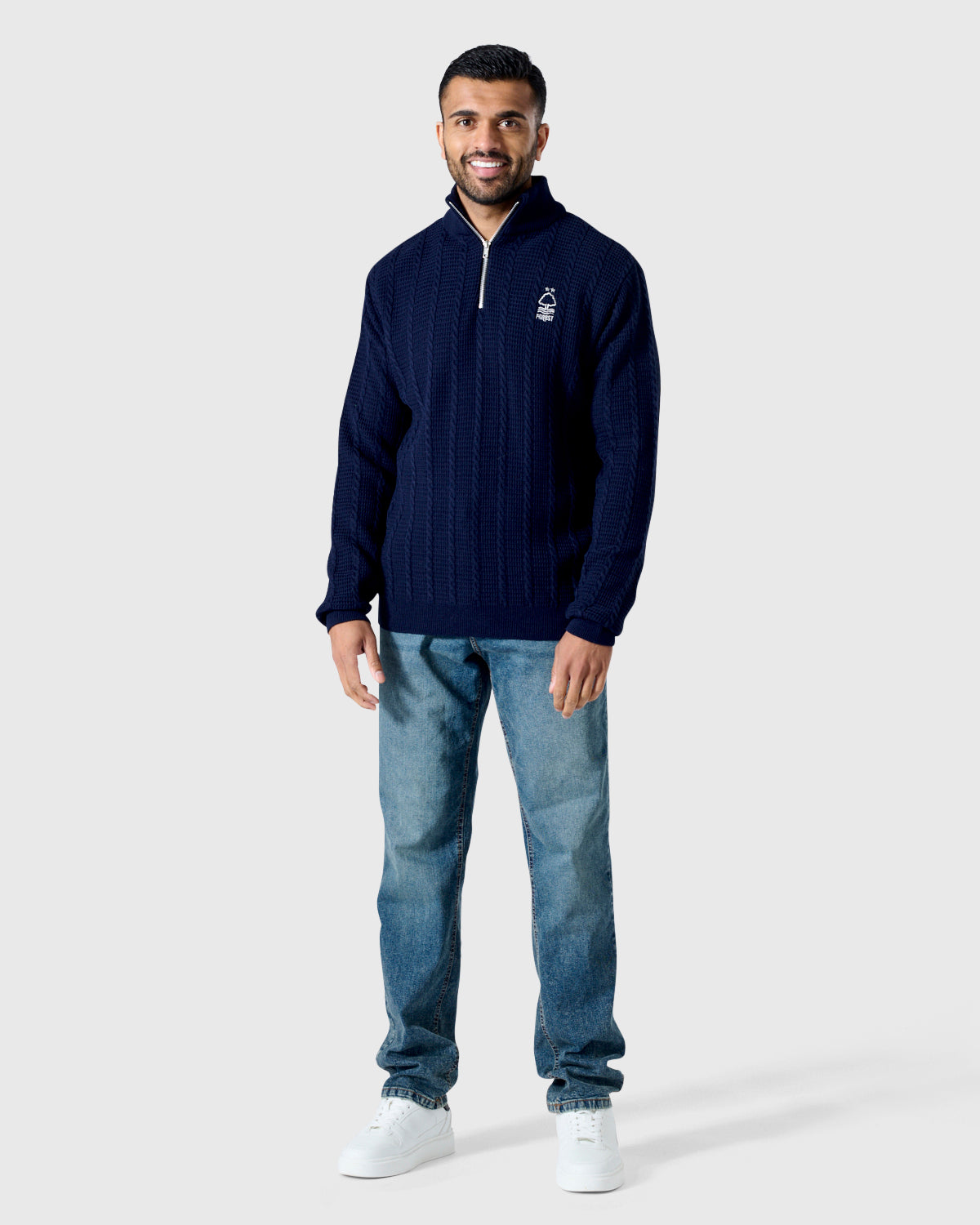 NFFC Navy Cable Knit 1/4 Zip Top
