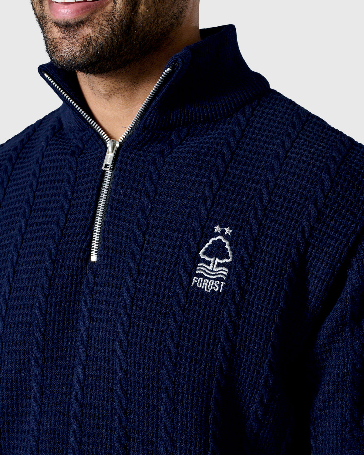 NFFC Navy Cable Knit 1/4 Zip Top