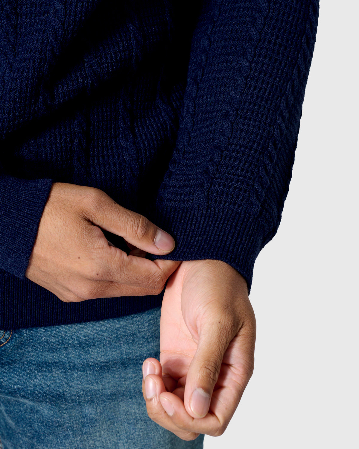 NFFC Navy Cable Knit 1/4 Zip Top