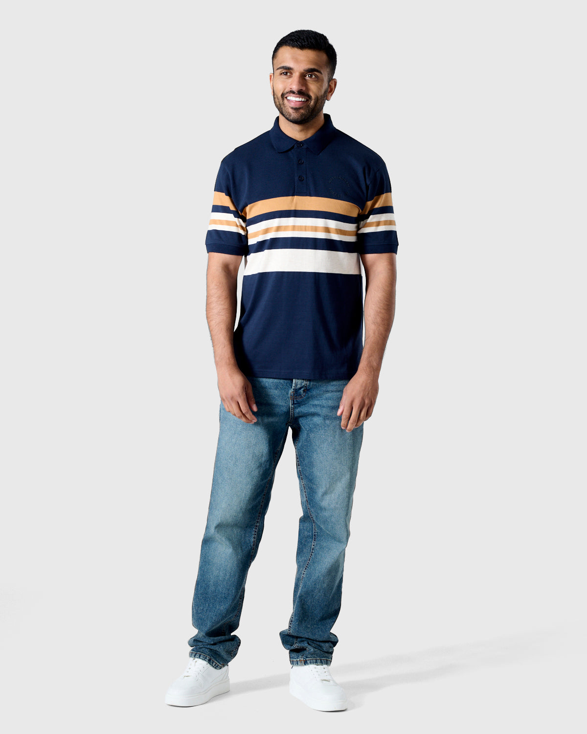 NFFC Navy Premium Circle Striped Polo