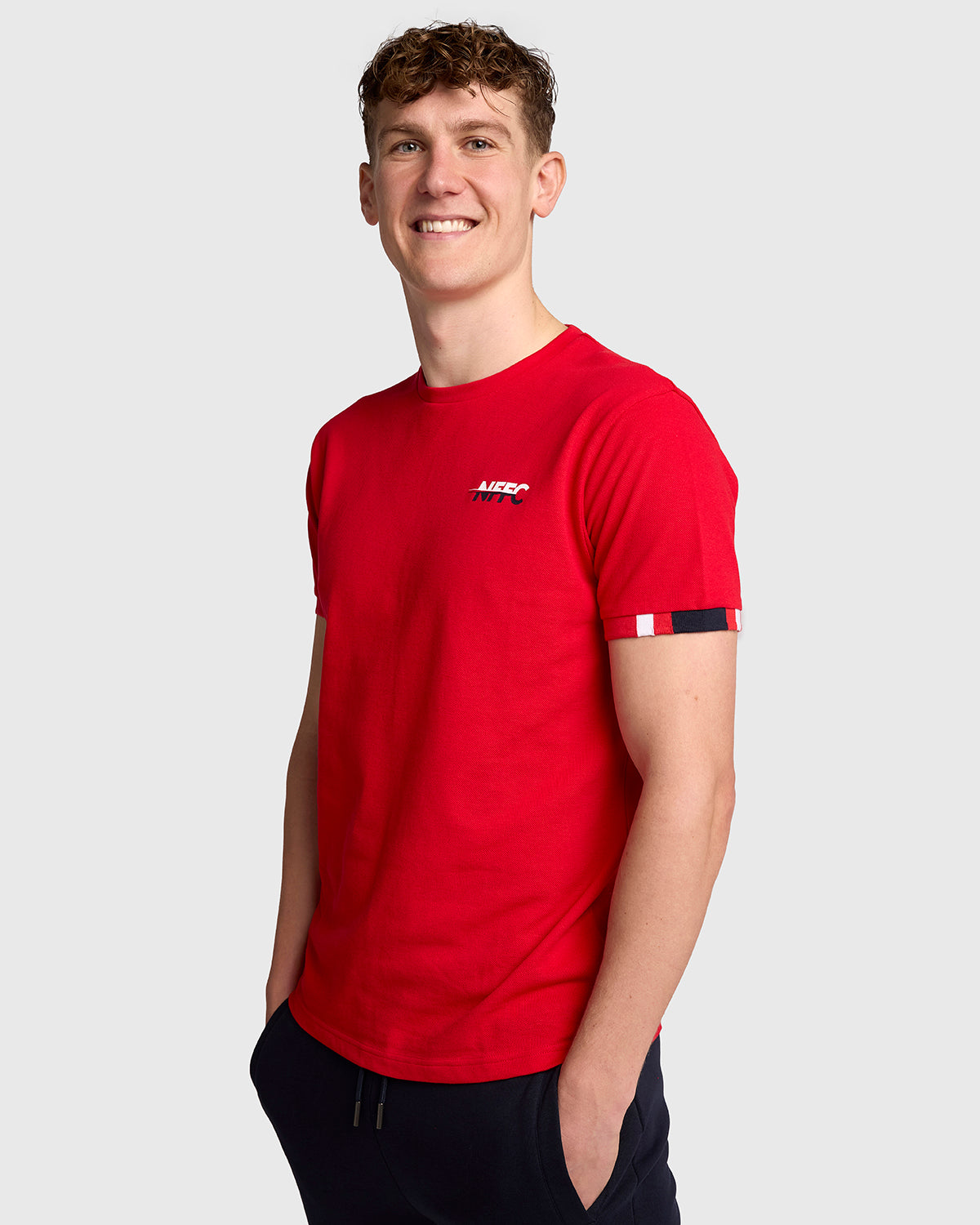 NFFC Red Club Colours Tipped Sleeve T-Shirt