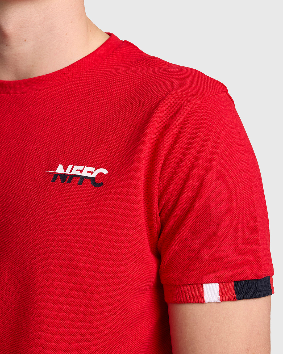 NFFC Red Club Colours Tipped Sleeve T-Shirt