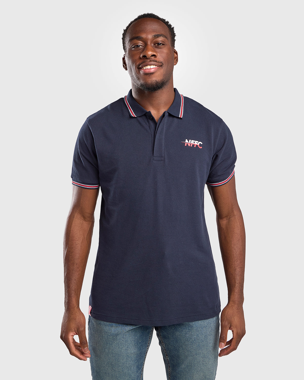 NFFC Navy Club Colours Hidden Placket Polo