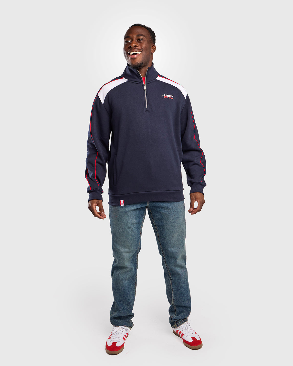 NFFC Navy Club Colours Shoulder Panel 1/4 Zip