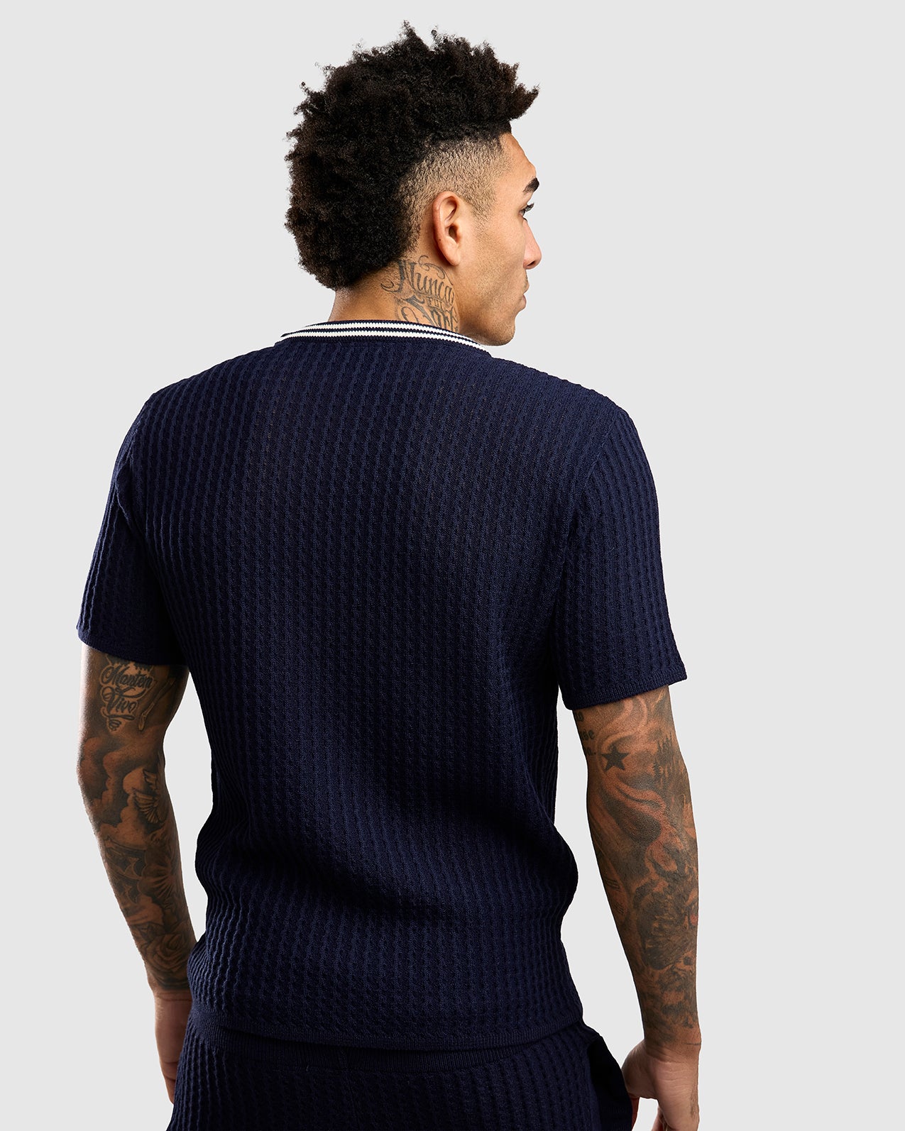 NFFC Navy Cable Knit T-Shirt