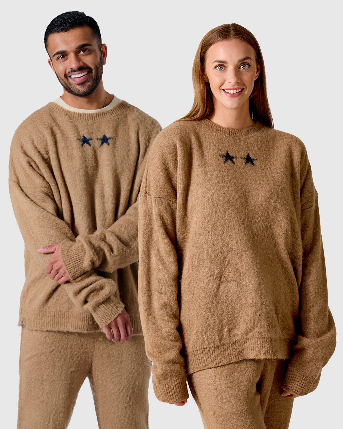 NFFC Camel Brushed Knit Crewneck Sweater