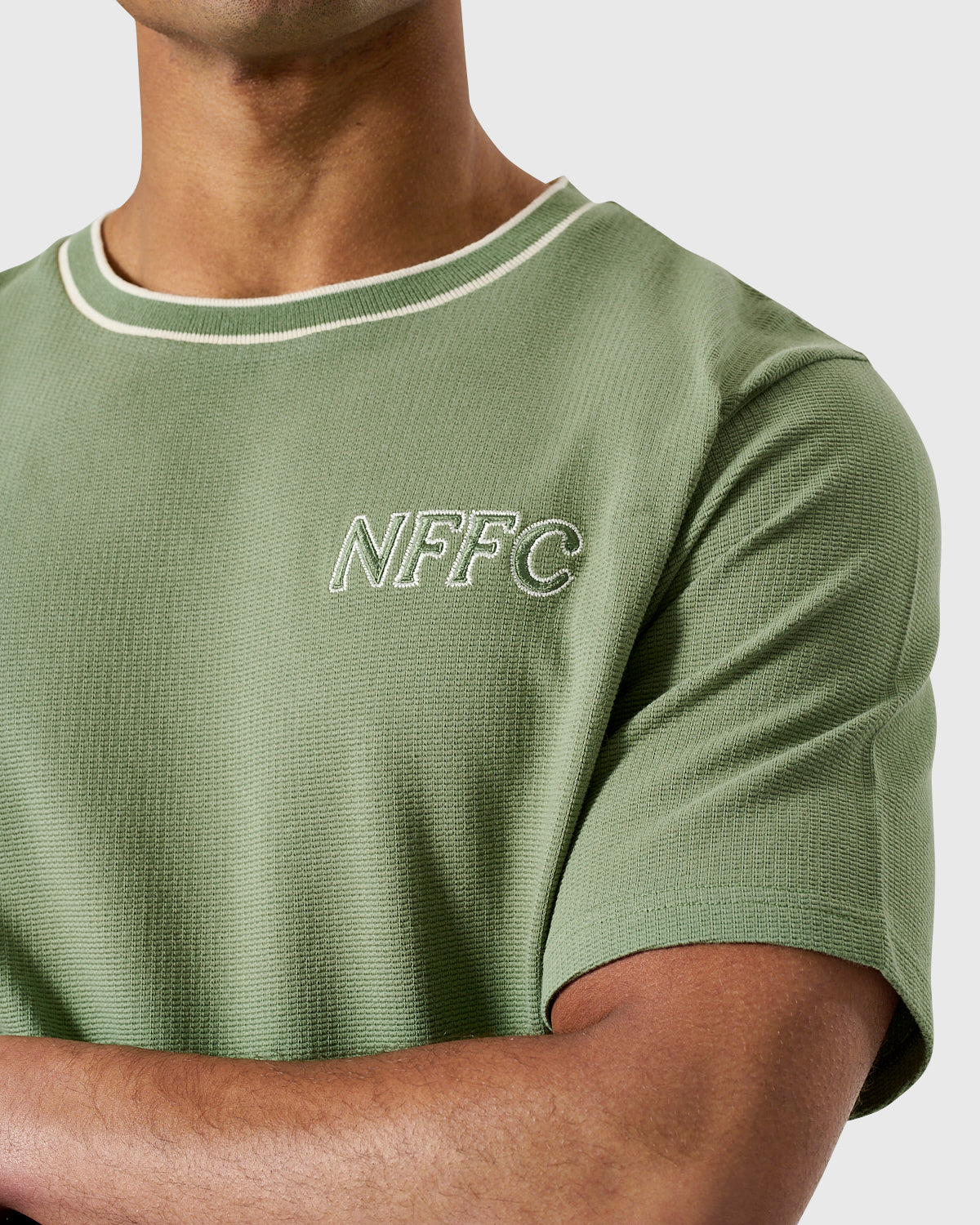 NFFC Embroidery Green Waffle Knit T-Shirt