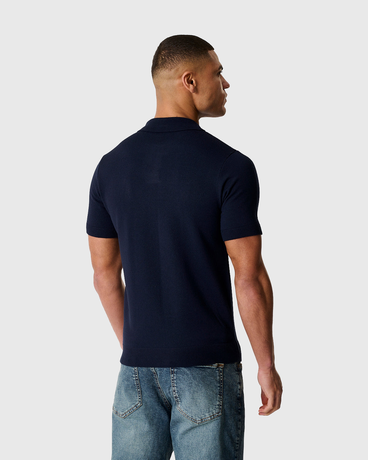 NFFC Navy Essential Knit Short Sleeve Polo