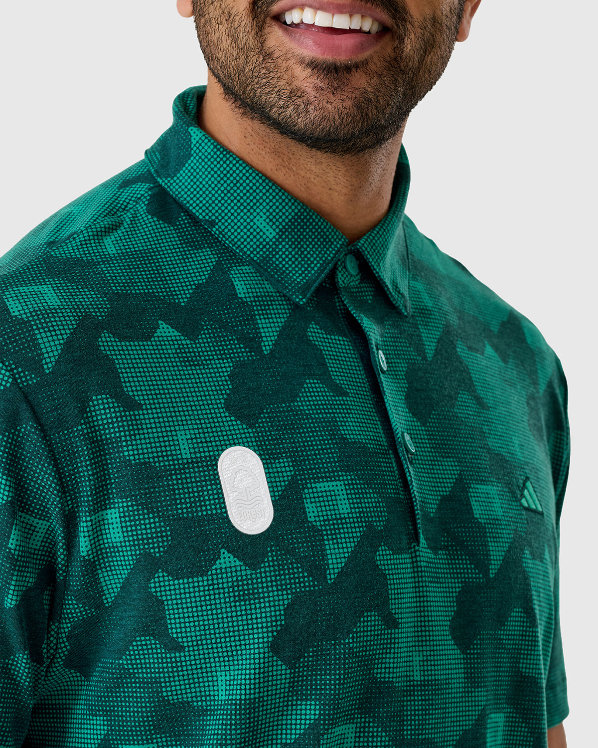 NFFC Adidas Golf Go-To Teal Print Polo