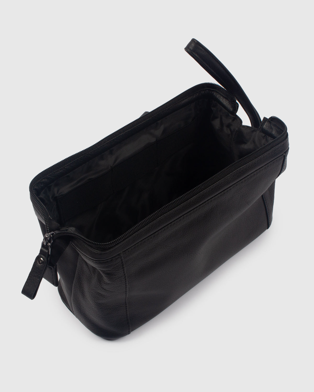 NFFC Black Leather Banded Wash Bag