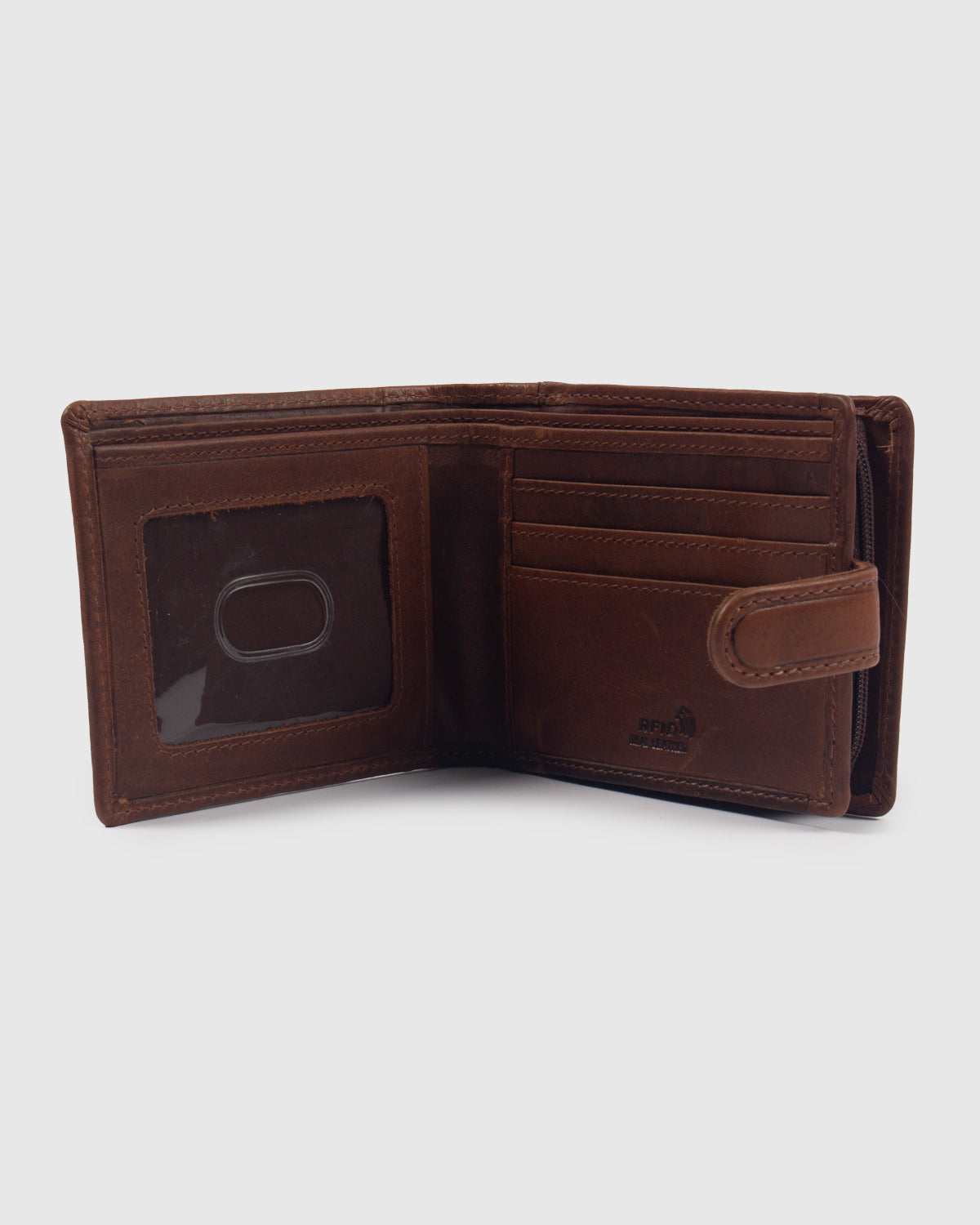 NFFC Brown Leather Popper Wallet