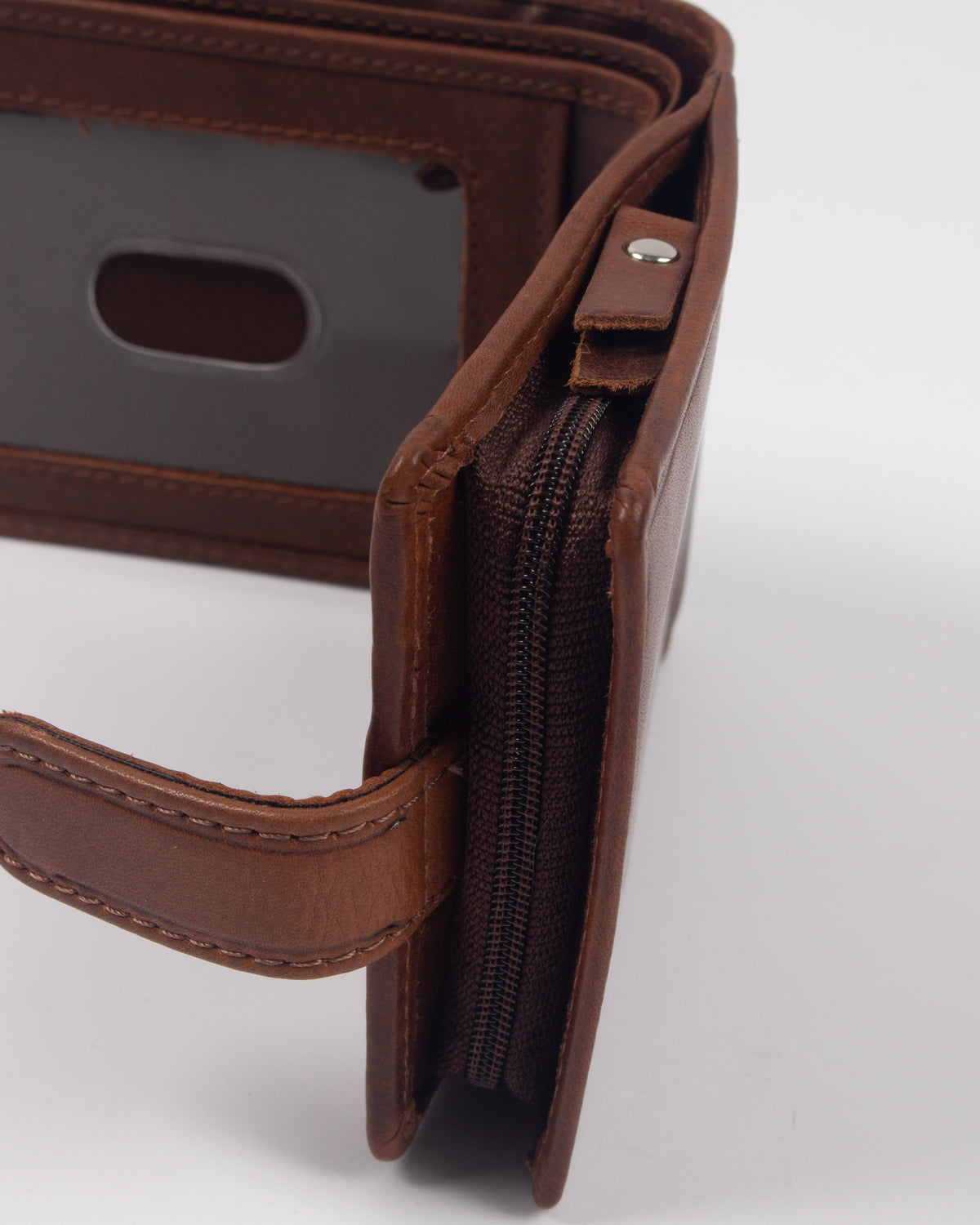 NFFC Brown Leather Popper Wallet