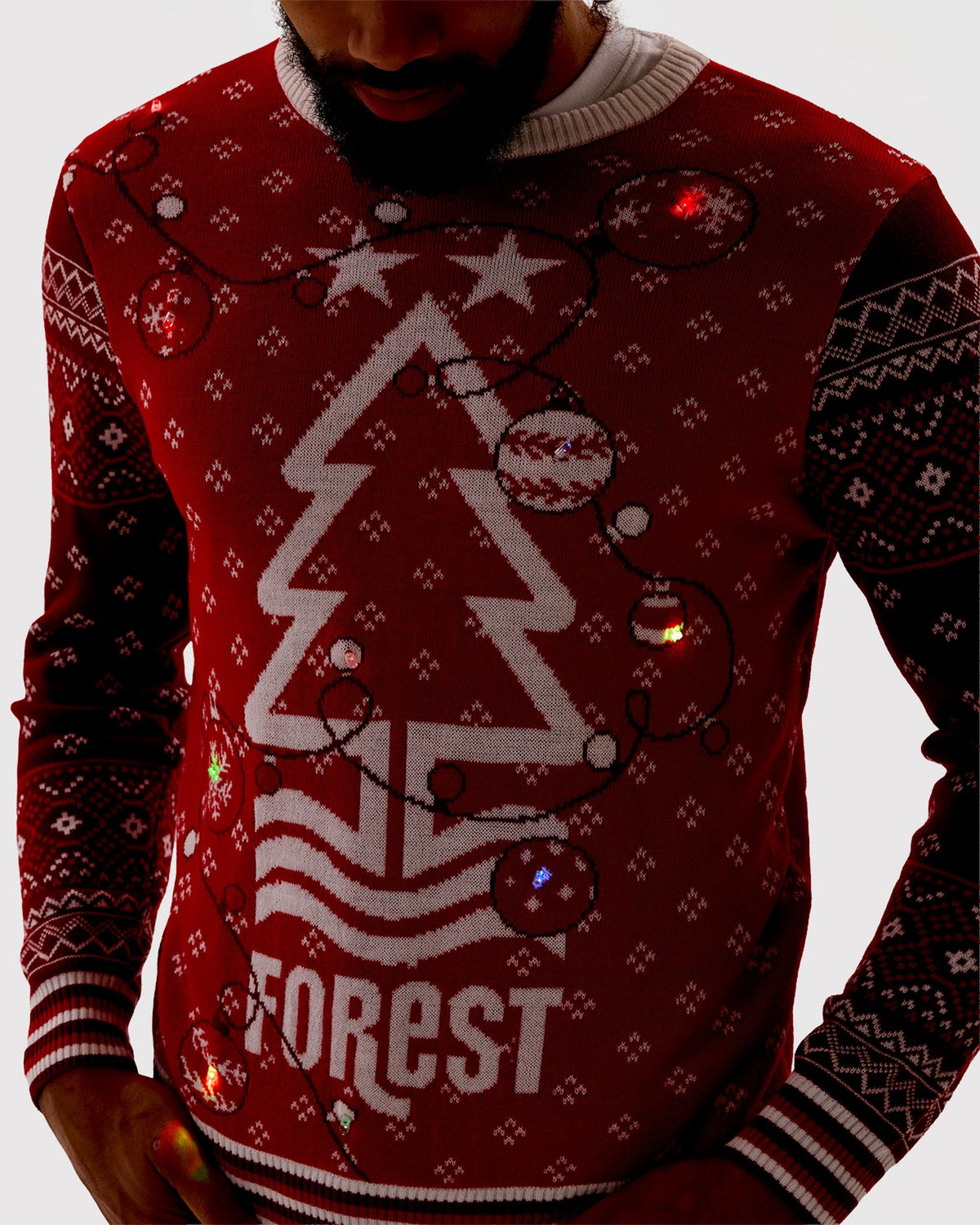 NFFC Red Festive Crest Light Up Christmas Jumper