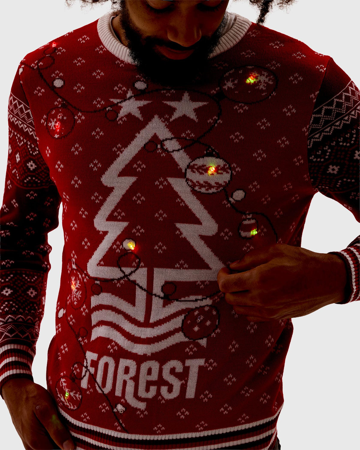 NFFC Red Festive Crest Light Up Christmas Jumper