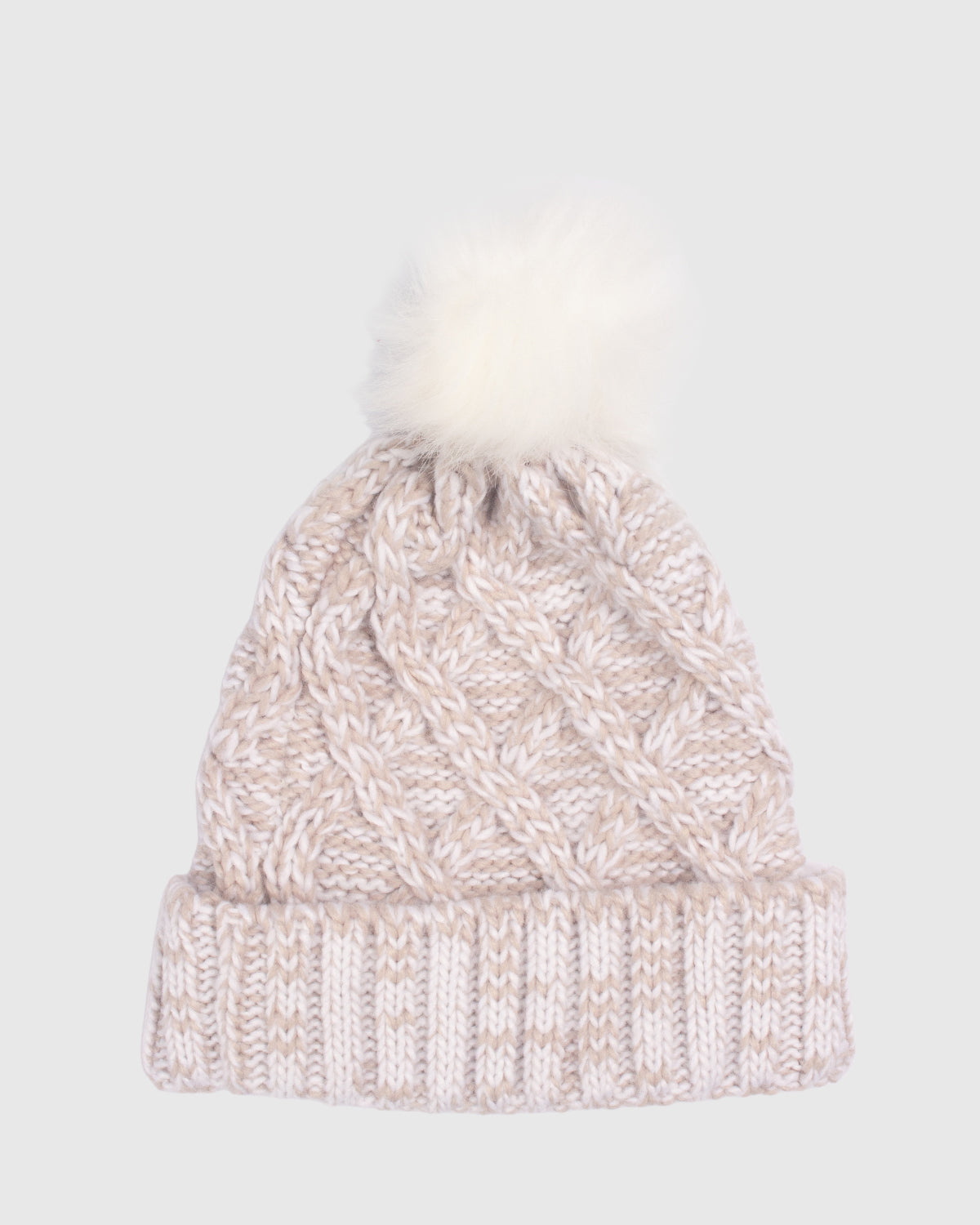 NFFC Cream Cable Knit Bobble Hat