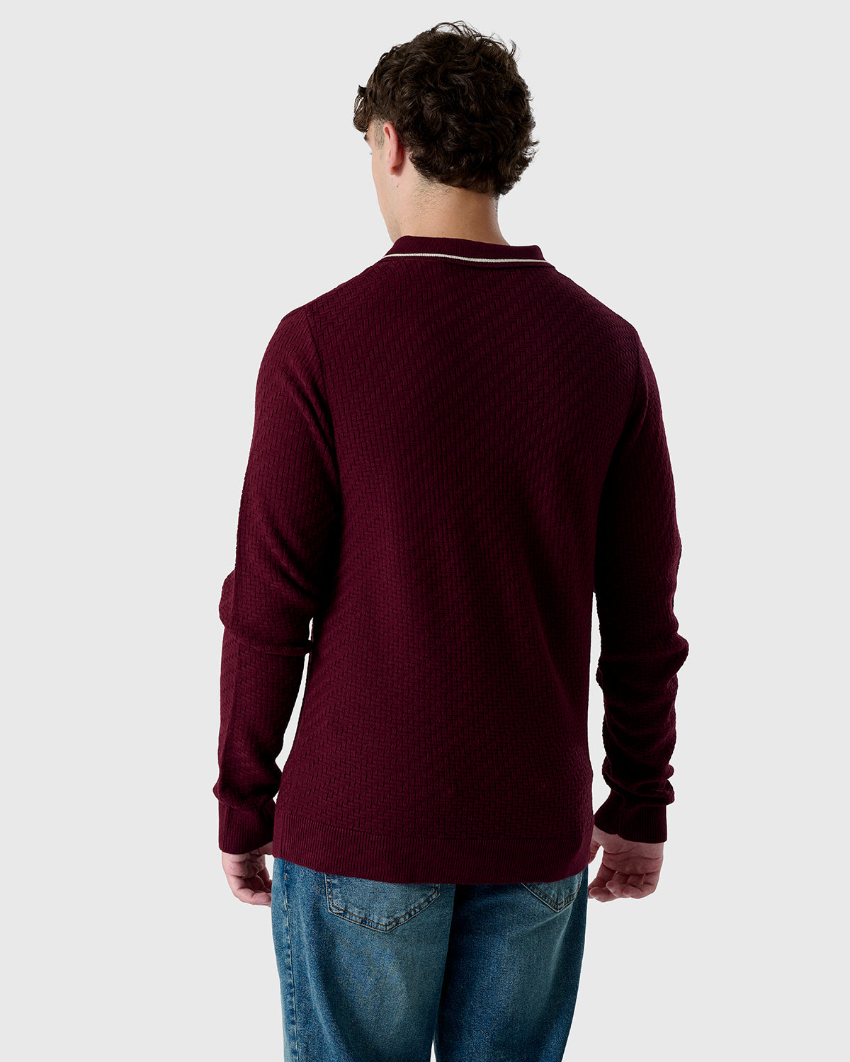 NFFC Burgundy Knit Long Sleeve Polo
