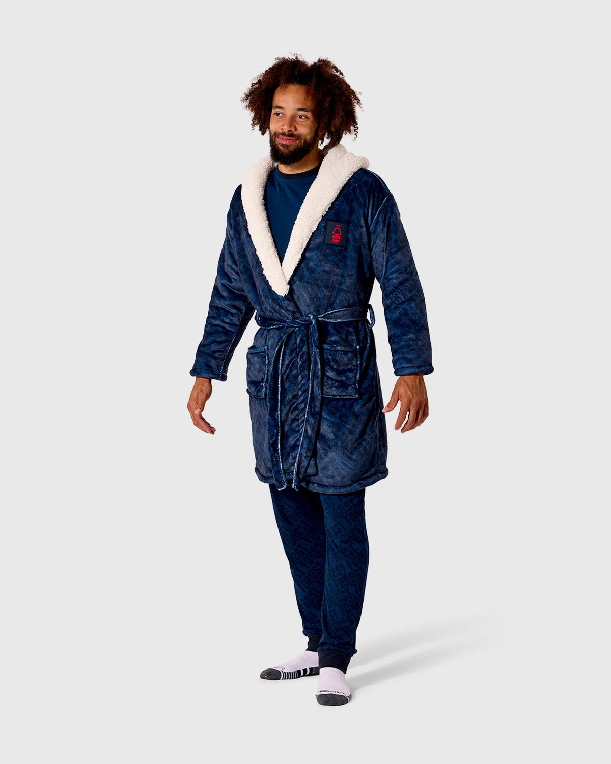 NFFC Navy Repeat Print Dressing Gown