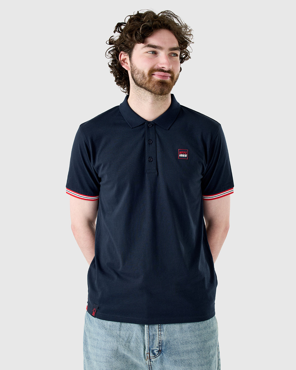 NFFC Navy Sports Casual Tipped Sleeve Polo