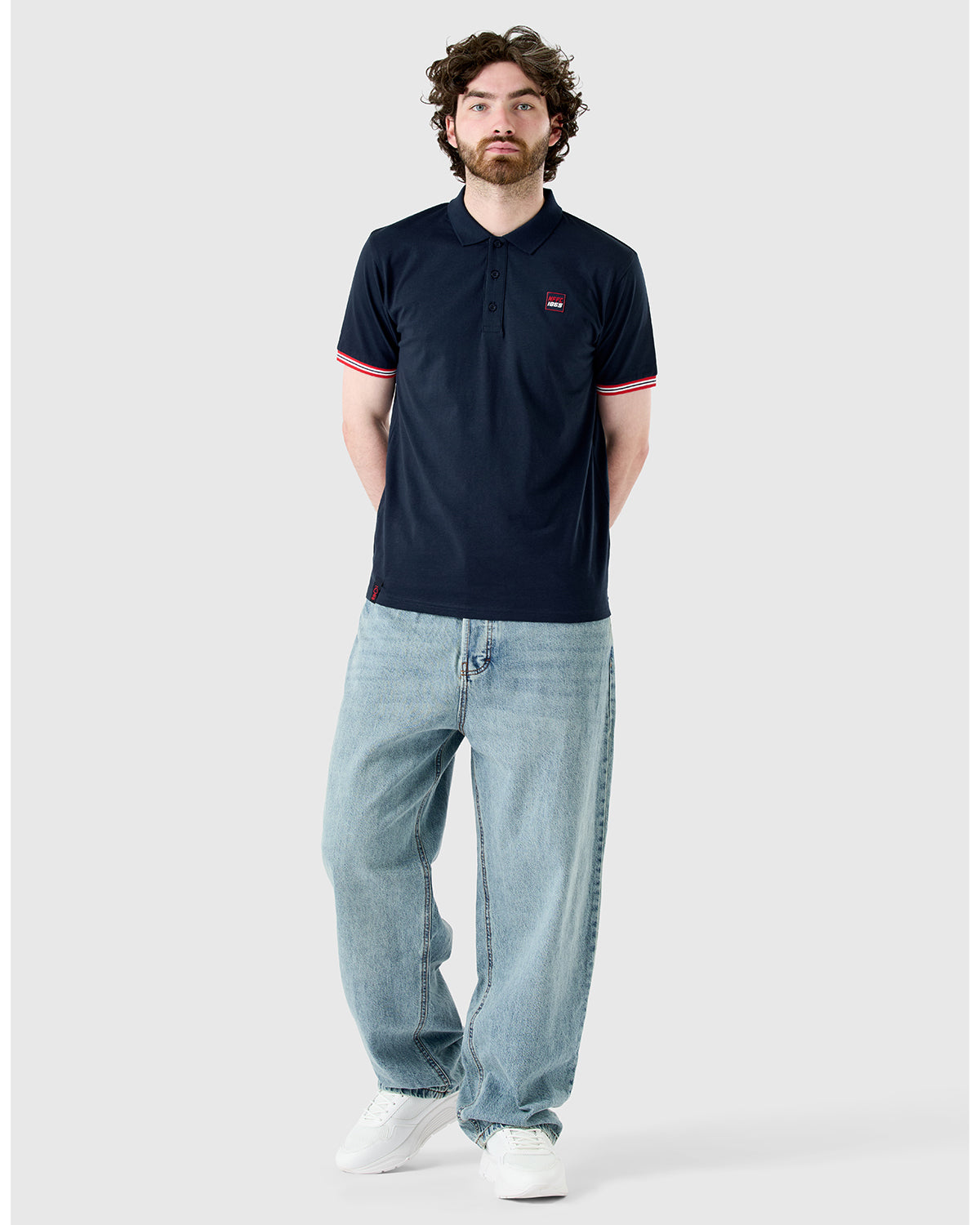 NFFC Navy Sports Casual Tipped Sleeve Polo