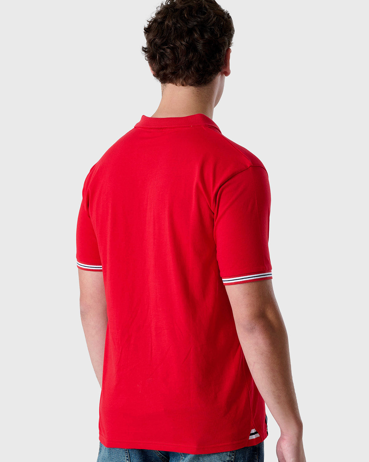 NFFC Red Sports Casual Tipped Sleeve Polo