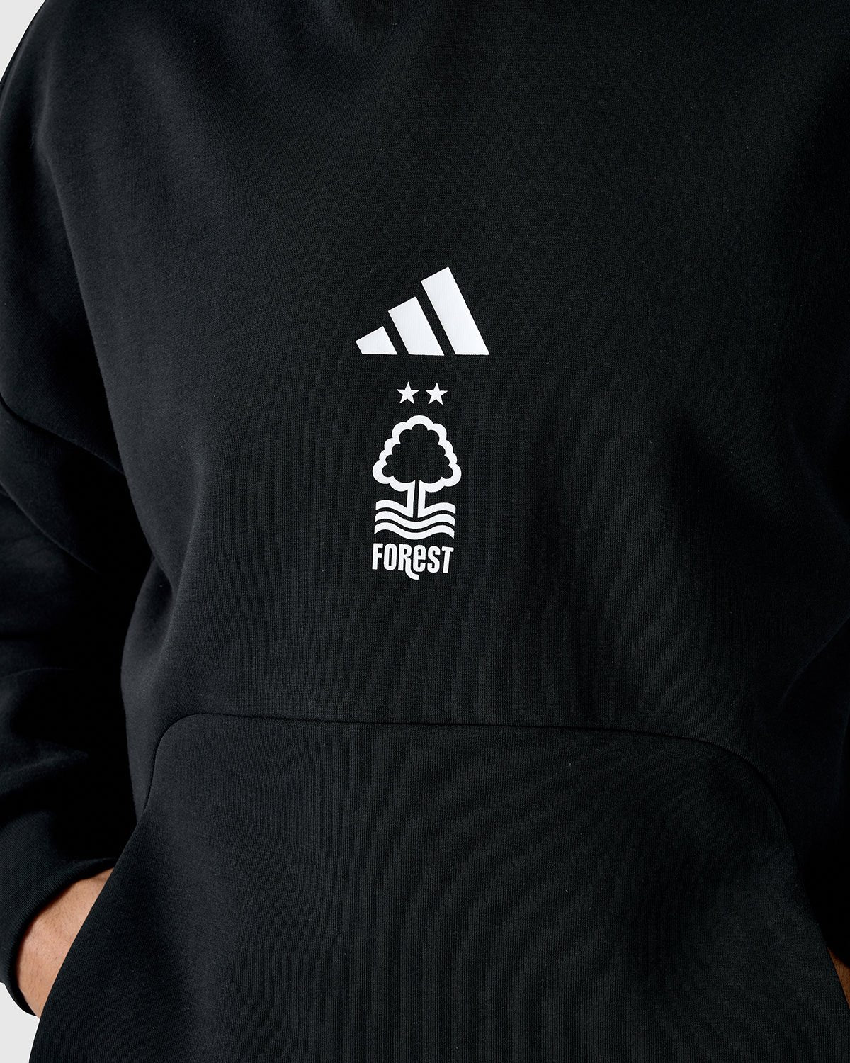 NFFC Adidas Future Icons 3 - Stripe Black Hoodie - Nottingham Forest FC