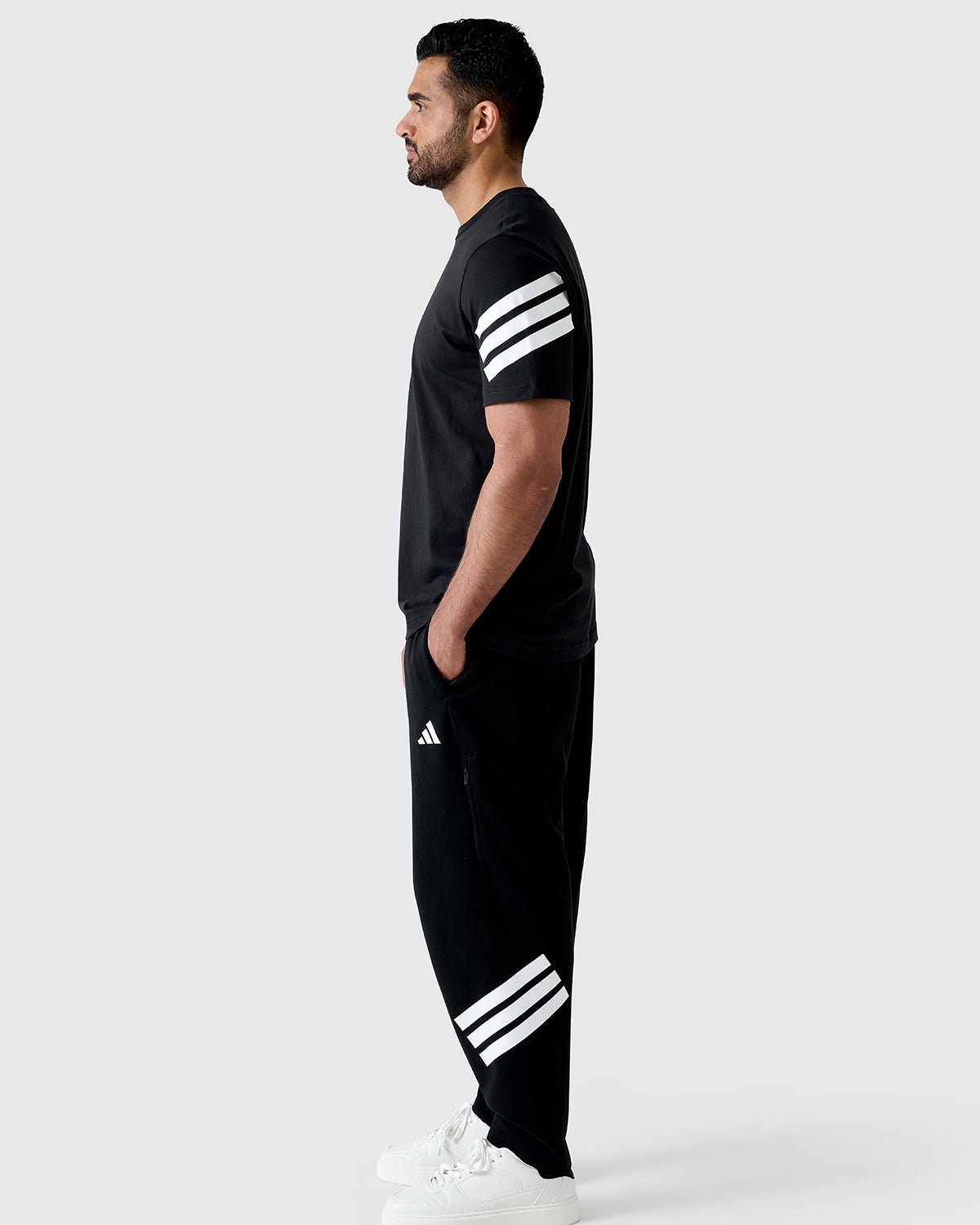NFFC Adidas Future Icons 3 - Stripe Black T-Shirt - Nottingham Forest FC
