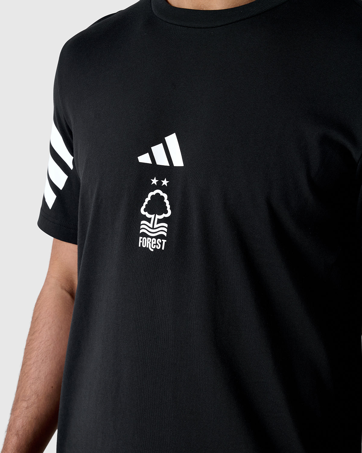 NFFC Adidas Future Icons 3 - Stripe Black T-Shirt - Nottingham Forest FC