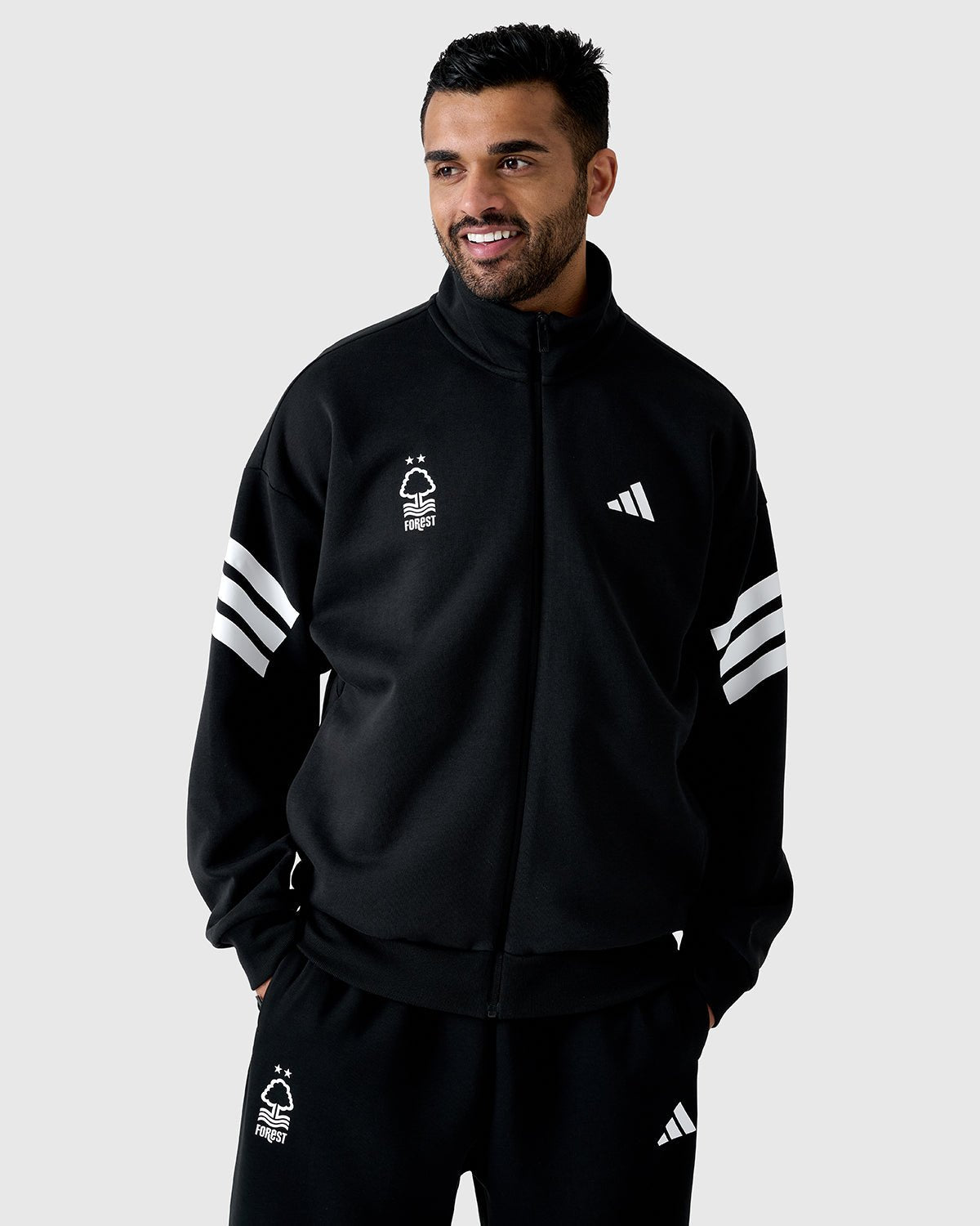 NFFC Adidas Future Icons 3 - Stripe Black Track Top - Nottingham Forest FC