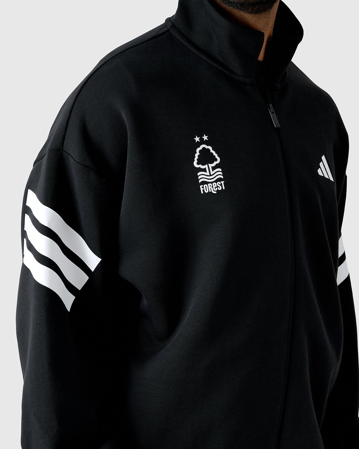NFFC Adidas Future Icons 3 - Stripe Black Track Top - Nottingham Forest FC