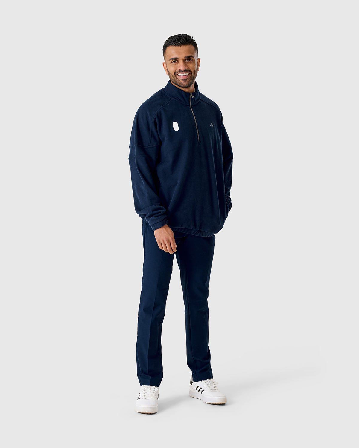 NFFC Adidas Golf Go-To Navy Hybrid 1/4 Top - Nottingham Forest FC