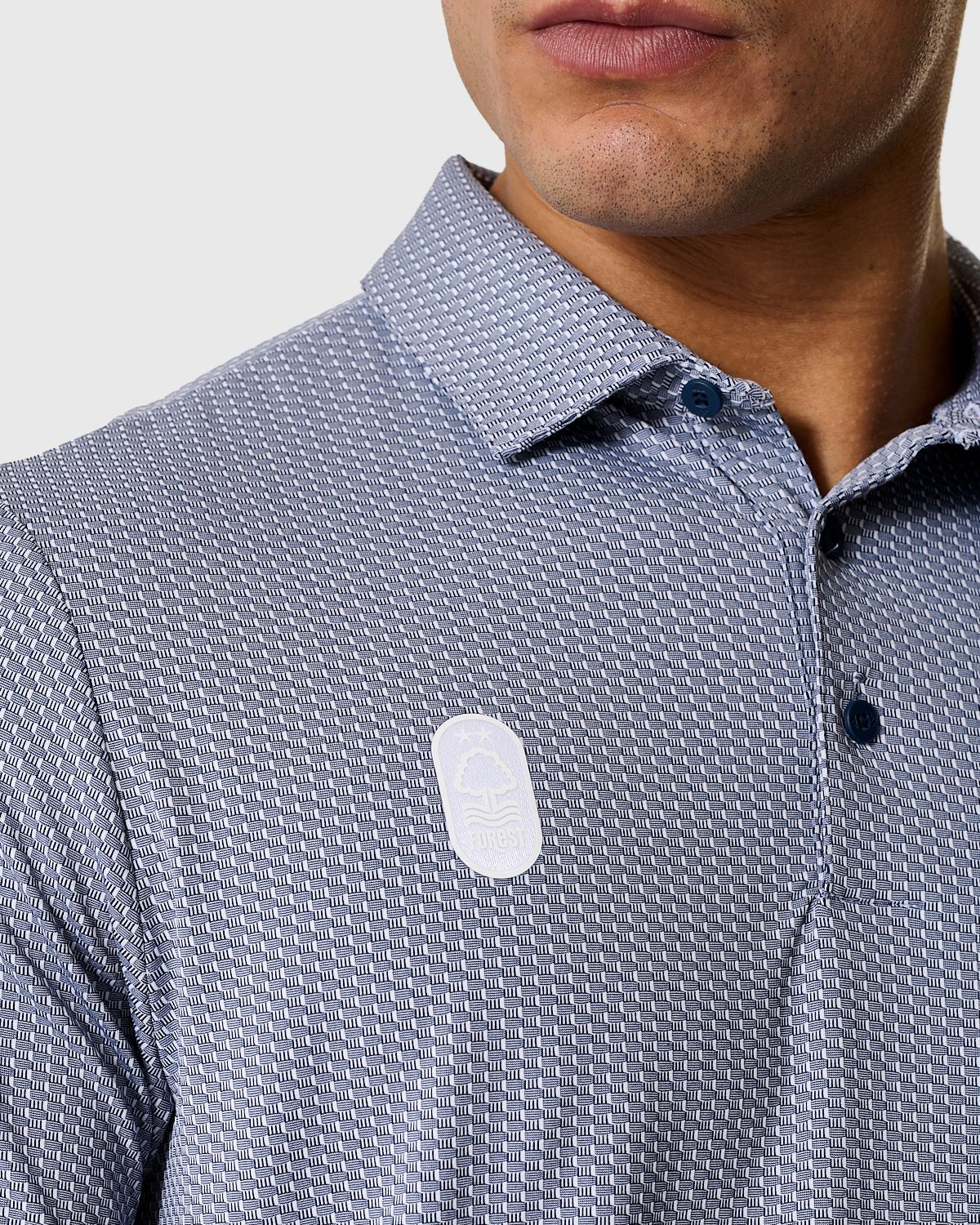 NFFC Adidas Golf Performance Textured Navy Polo - Nottingham Forest FC