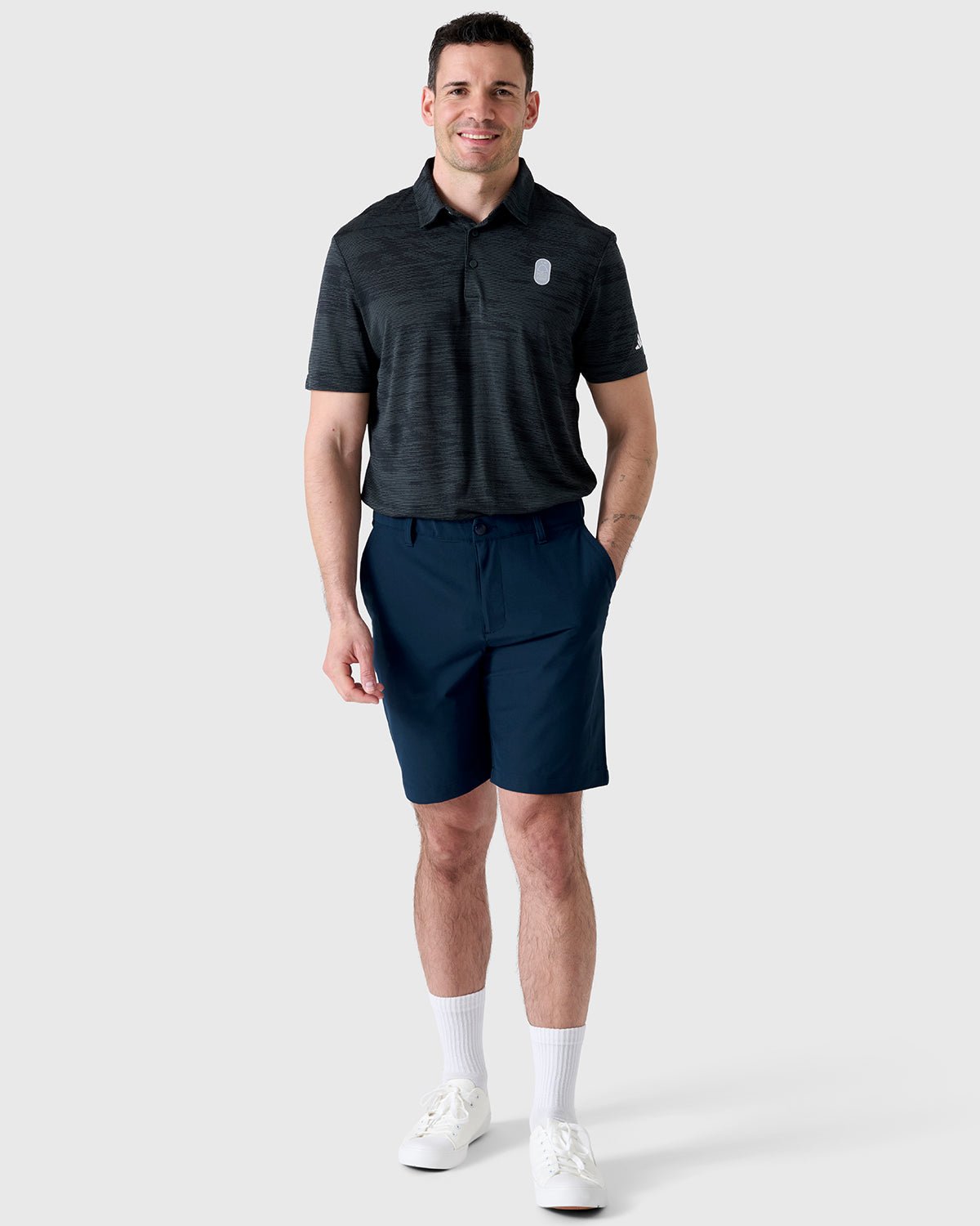 NFFC Adidas Golf Ultimate365 Black Textured Polo - Nottingham Forest FC