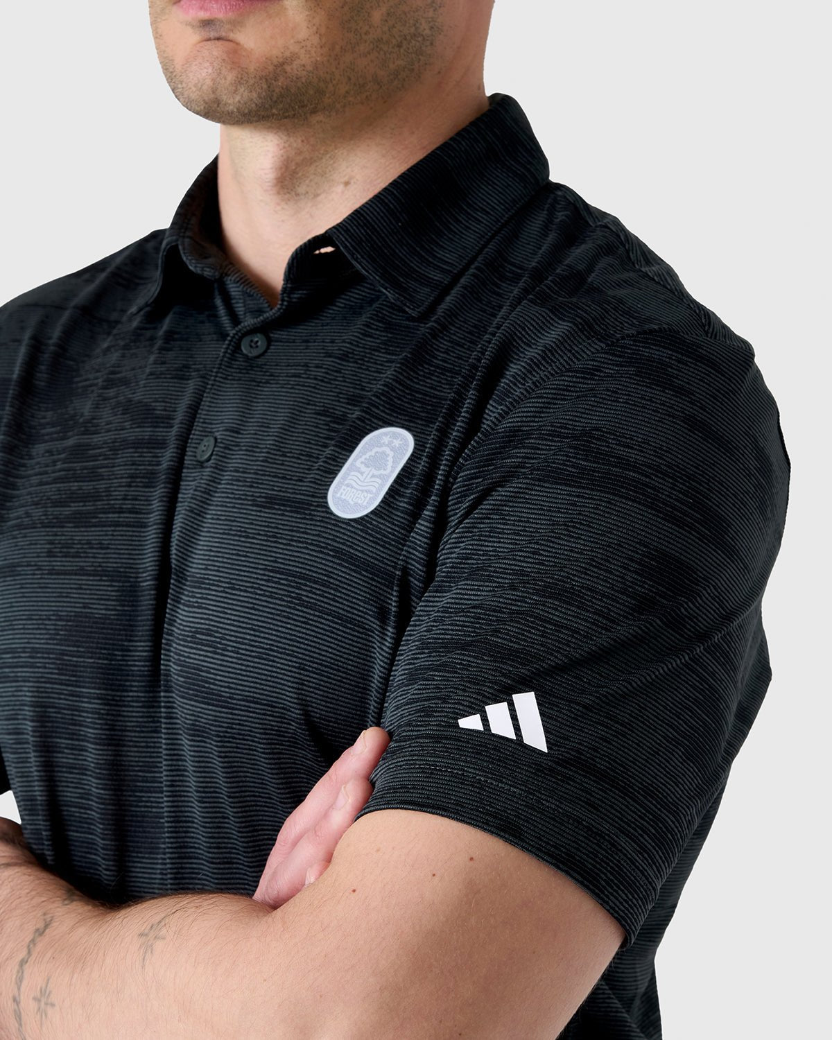 NFFC Adidas Golf Ultimate365 Black Textured Polo - Nottingham Forest FC