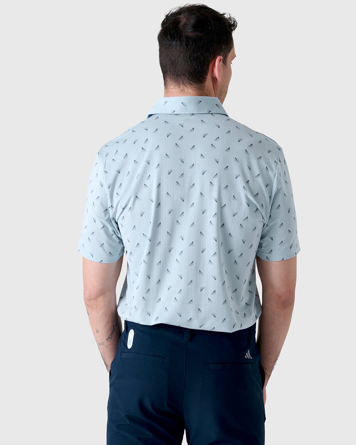 NFFC Adidas Golf Ultimate365 Blue Printed Mesh Polo - Nottingham Forest FC