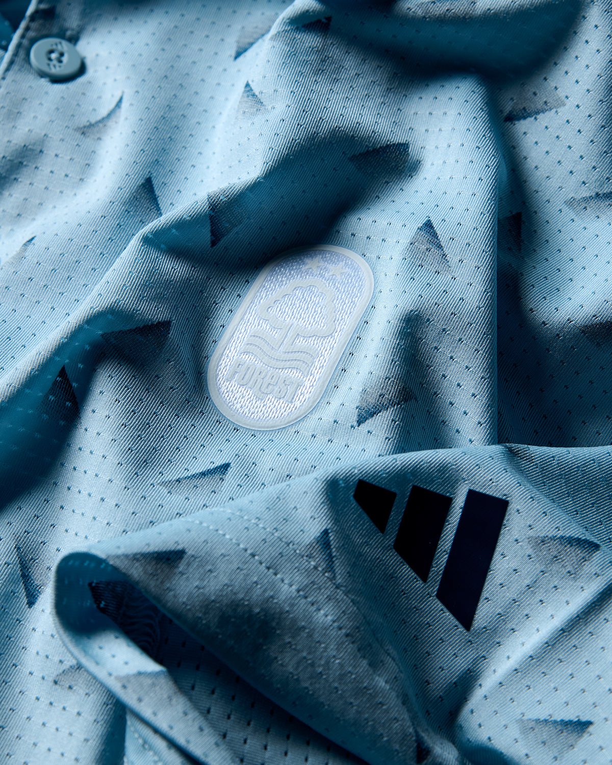 NFFC Adidas Golf Ultimate365 Blue Printed Mesh Polo - Nottingham Forest FC