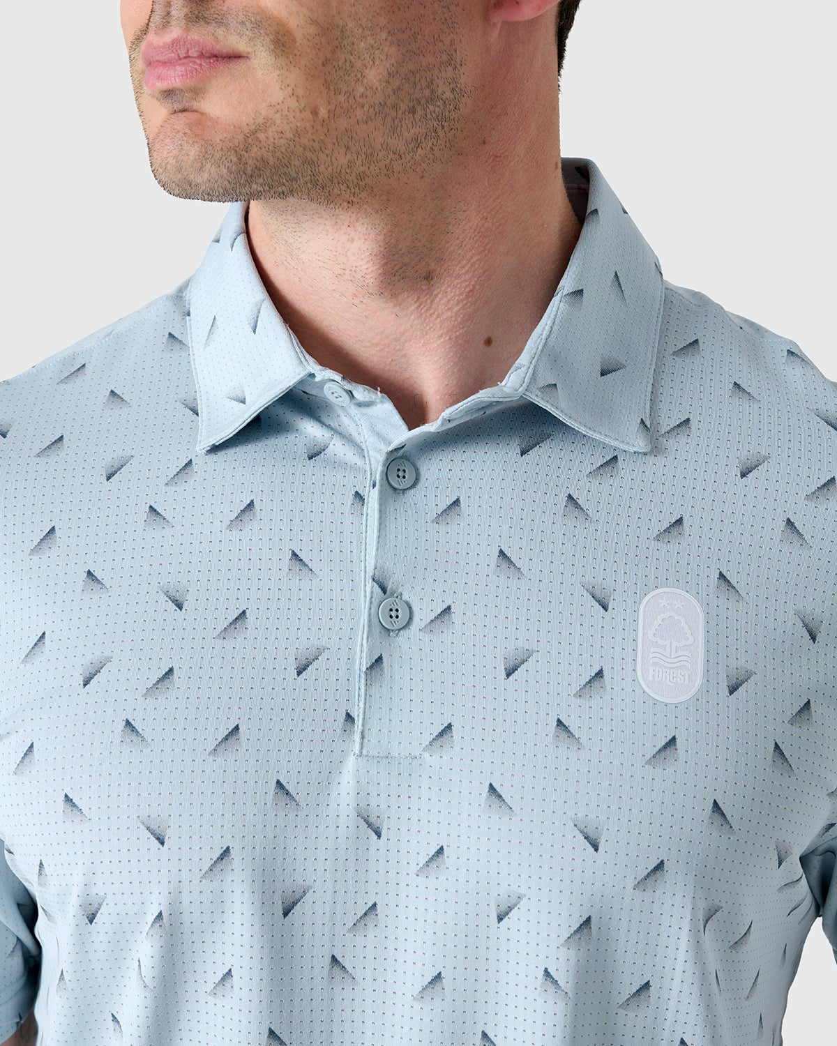 NFFC Adidas Golf Ultimate365 Blue Printed Mesh Polo - Nottingham Forest FC