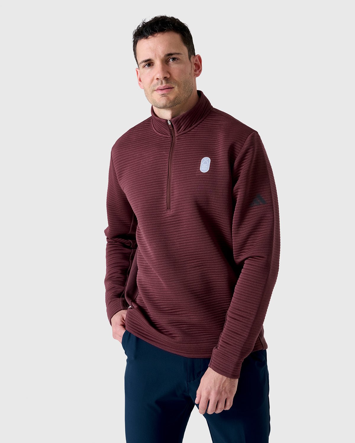 NFFC Adidas Golf Ultimate365 DWR Textured 1/4 Zip Top - Nottingham Forest FC