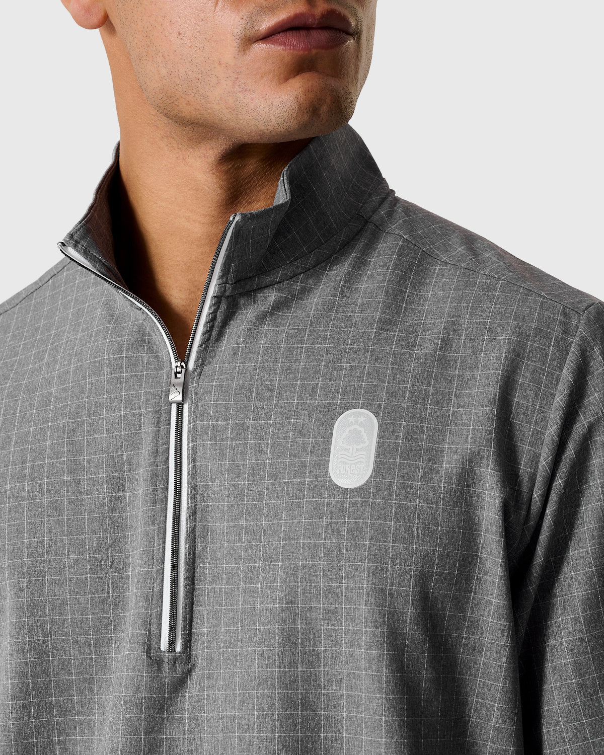 NFFC Adidas Golf Ultimate365 Grey Woven 1/4 Zip Top - Nottingham Forest FC
