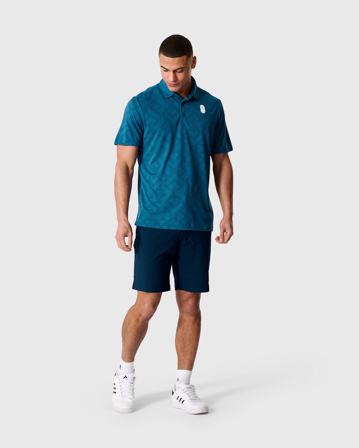 NFFC Adidas Golf Ultimate365 Jacquard Navy Polo - Nottingham Forest FC