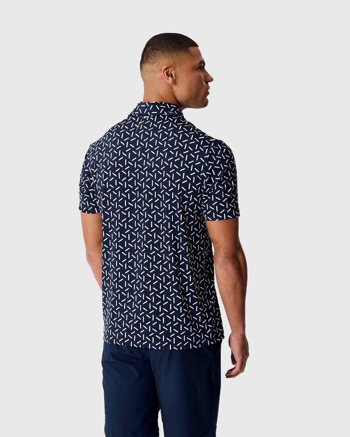 NFFC Adidas Golf Ultimate365 Navy Mesh Print Polo - Nottingham Forest FC