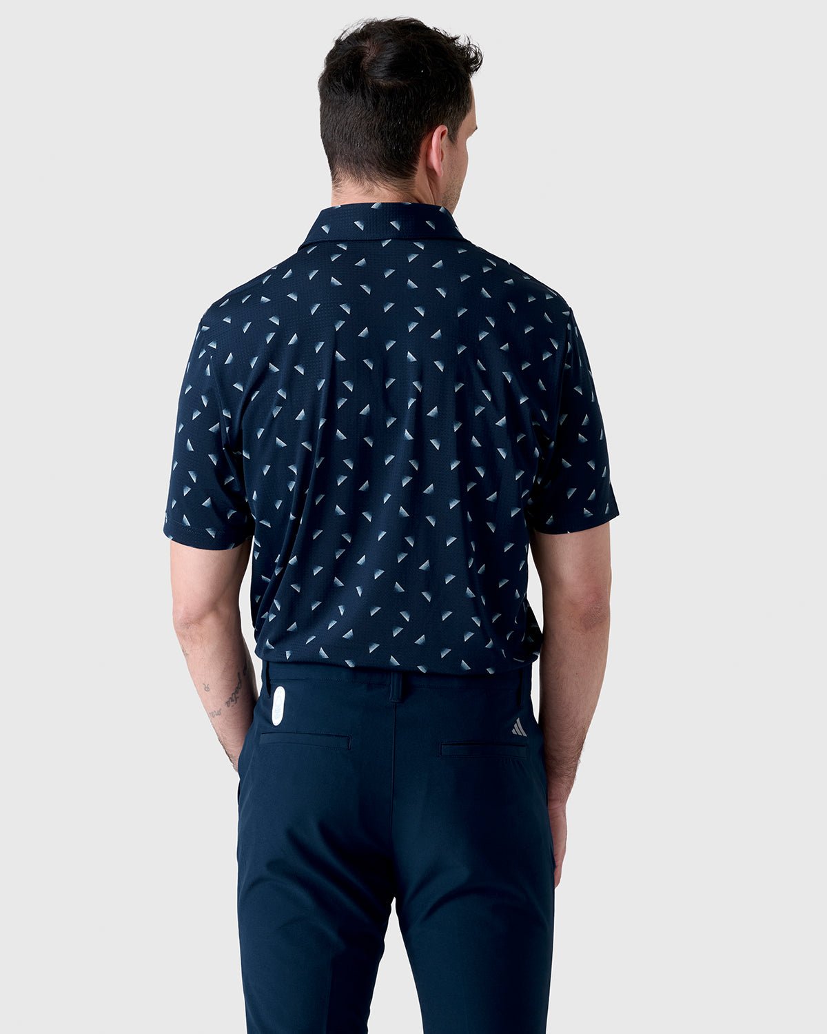 NFFC Adidas Golf Ultimate365 Navy Printed Mesh Polo - Nottingham Forest FC