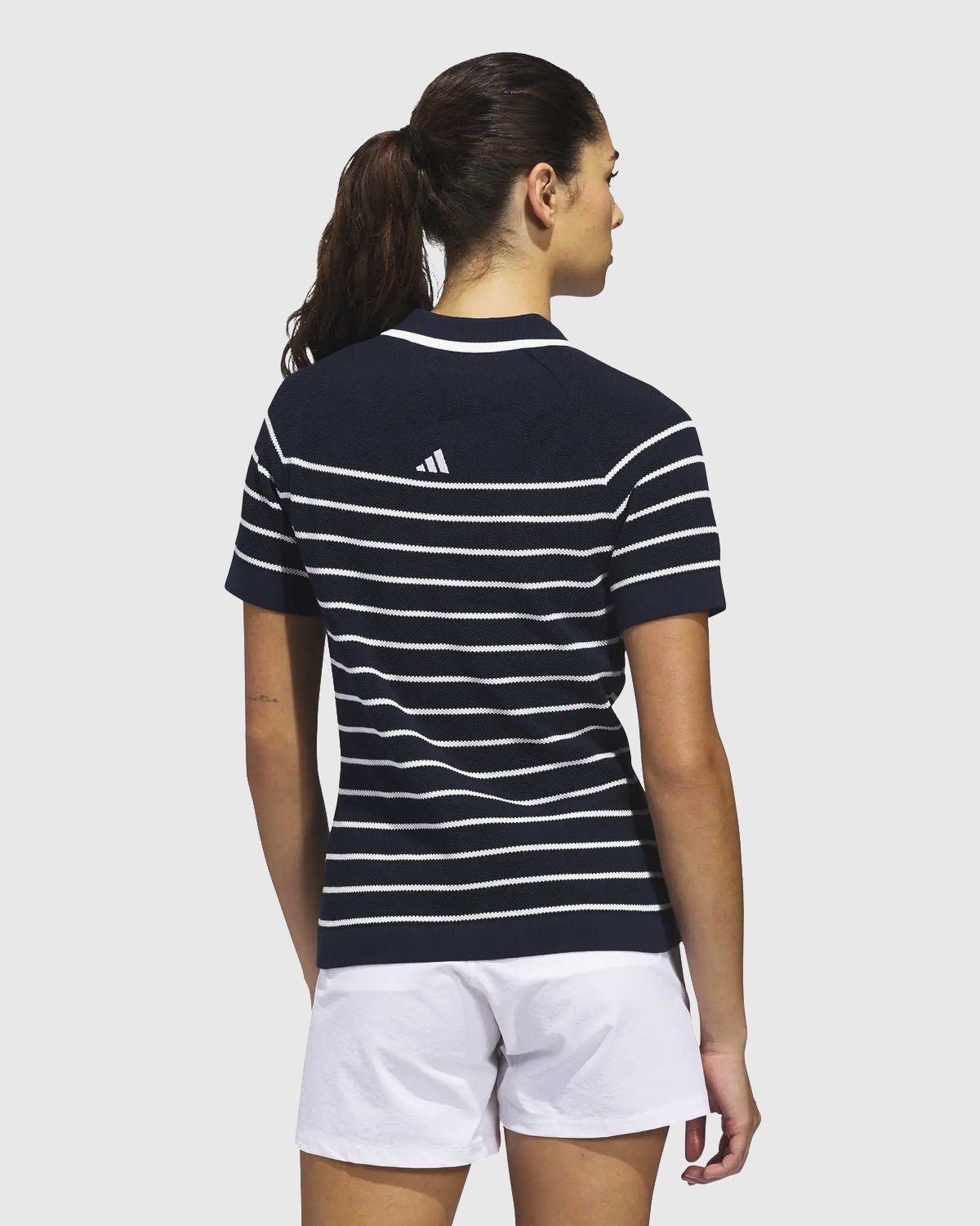 NFFC adidas Golf Women's Navy Ultimate365+ Stripe Knit Polo - Nottingham Forest FC