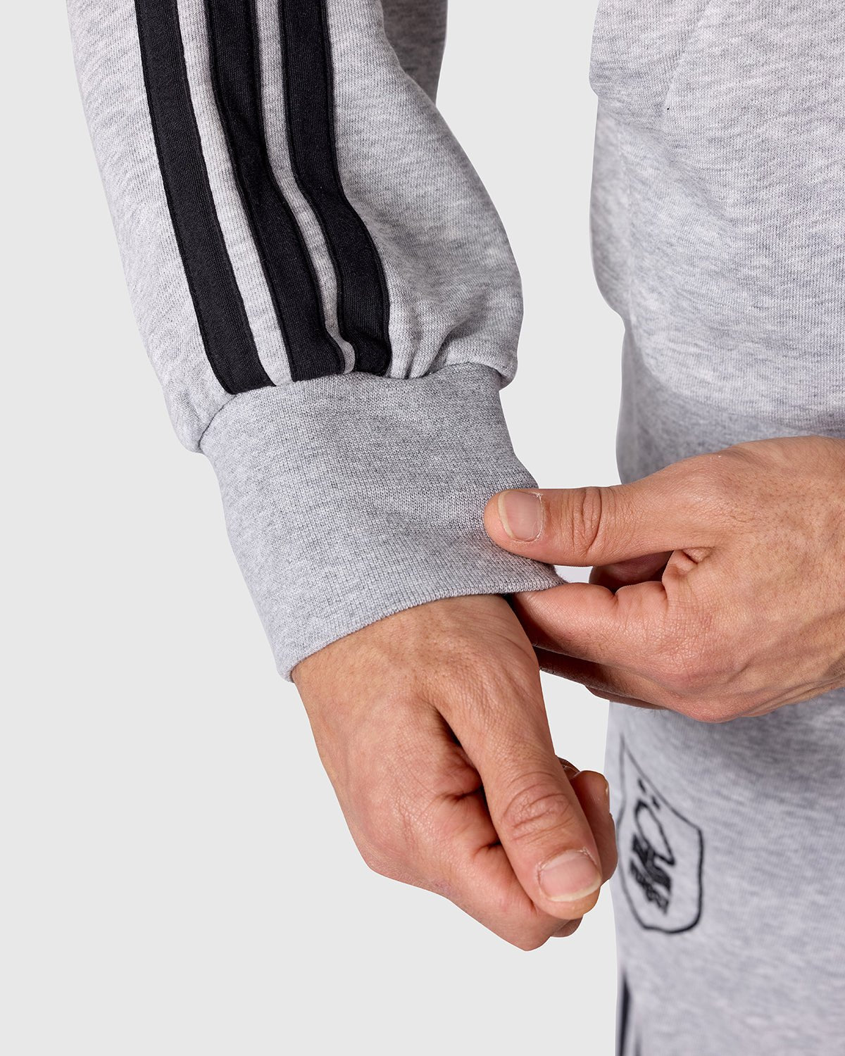 NFFC adidas Grey Marl 3-Stripe Hoodie - Nottingham Forest FC